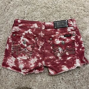 Red and white Miss Me jean shorts